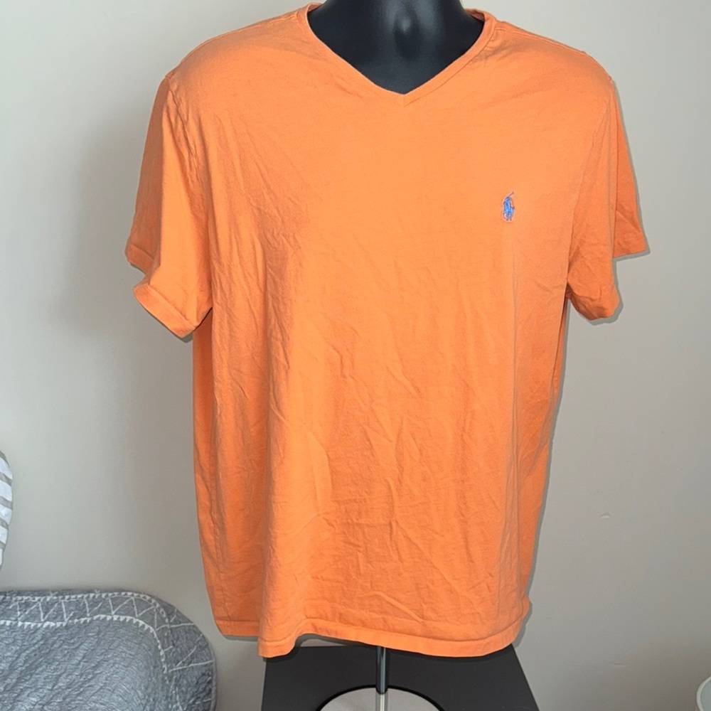 Men’s Polo by Ralph Lauren Orange Short Sleeve Tee Vibrant Casual Wear
